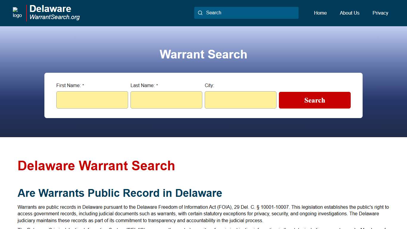 Delaware Warrant Search DelawareWarrantSearch.org