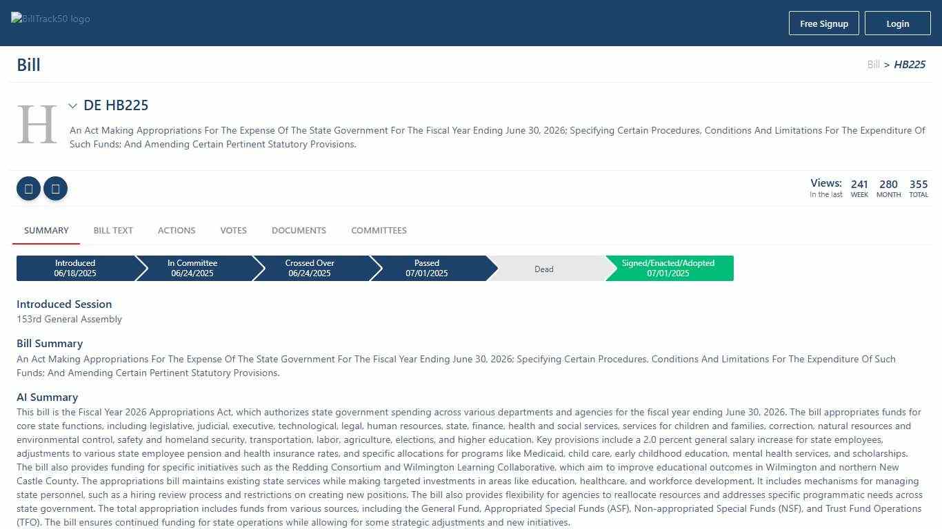 DE HB225 BillTrack50