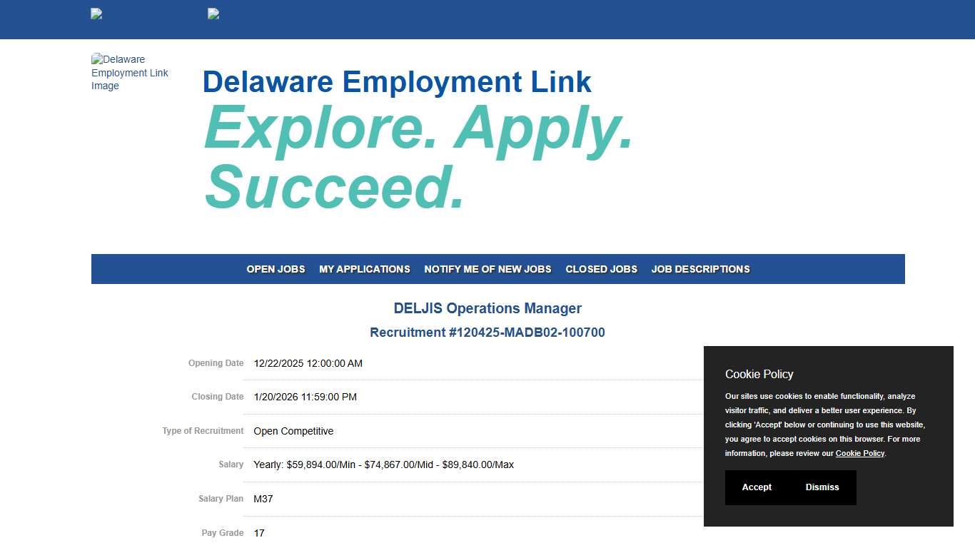 DELJIS Operations Manager - State of Delaware